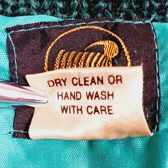 Mohair Label Irish Mohair & Wool Geo Print Cardigan, Greens & Peacock Blue ? Med - Picture 16 of 16